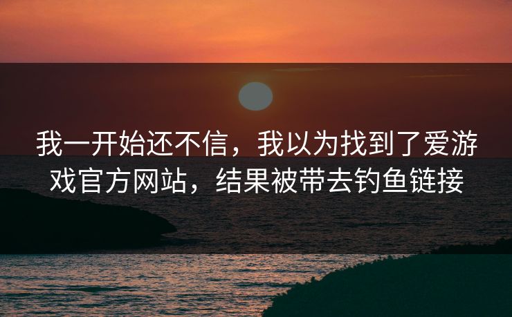 我一开始还不信，我以为找到了爱游戏官方网站，结果被带去钓鱼链接